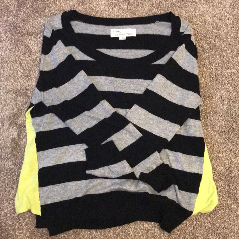 Vintage Havana Striped Sweater with Pop of Citrine